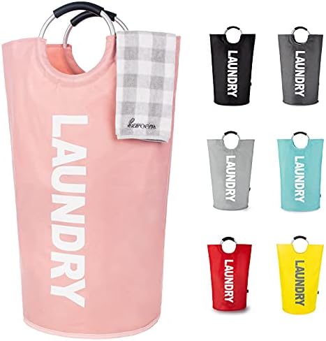 Caroeas 90L X-Large Laundry Basket (7 Colors), Waterproof Laundry Hamper, Laundry Bag with Padded Handles, Clothes Hamper Stands Up Well, Collapsible Laundry Basket Easy Storage(Light Blue)