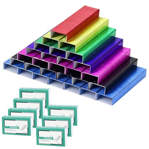 Multibey 7 Pack Colorful Standard Staples Bulk Refill for Desk Stapler, 1000Pcs per Pack, Total 7000Pcs - Office Supplies Accessories