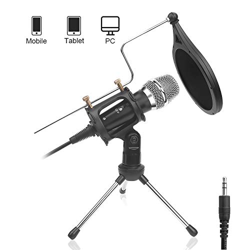 DricRoda Microphone for Recording, 3.5mm Condenser Microphone Studio Broadcast Computer Microphone Mic