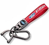 swertoy Genuine Leather Car Key Chain for FORD-150 Keychain Ring Accessories Family Present Red