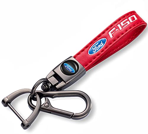Uijtylj Genuine Leather Car Key Chain Fit for Ford F150 F-150 Keyring Keychain Accessories Family Present Black