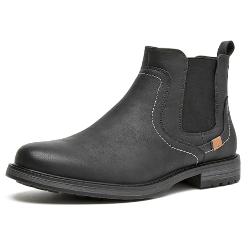 CLOWSE Men's Casual Chelsea Boots, Fashion Dress Ankle Boots, Oxford Classic Slip On Boot for Men, Black, 7.5