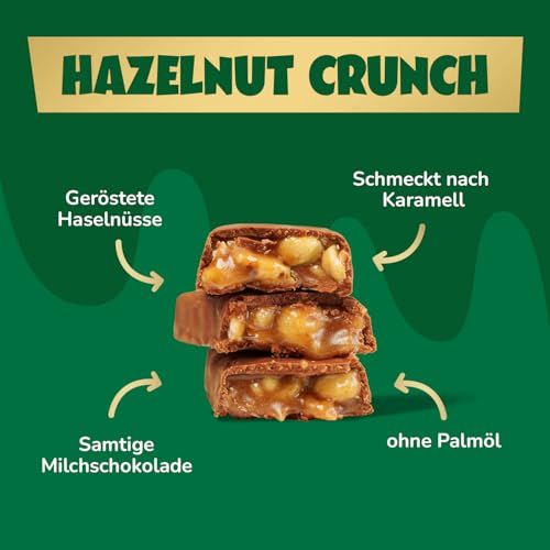 ahead Hazelnut Caramel Schokoriegel | 12x 35g Schokoriegel ohne Zuckerzusatz | 1,9 g Zucker pro Riegel | Knusprige Haselnüsse & Karamellgeschmack | Low Carb Süssigkeiten Ohne Palmöl