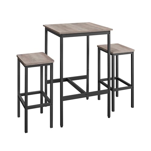 VASAGLE Ensemble Table de Bar avec Tabourets, Table à Manger avec 2 Chaises, Petite Table de Cuisine, Chaises de Bar, pour Salle à Manger, Cuisine, Grège Chiné et...