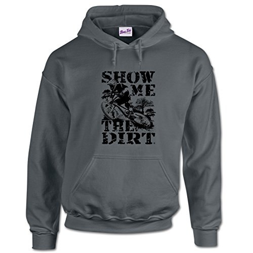 Bang Tidy Clothing Show Me The Dirt Mountain Biking MTB Mens Hoodie-Dark Grey -S