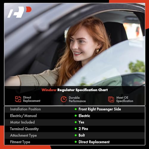 Image of A-Premium Front Passenger Side Power Window Regulator with Motor (2-Pin)