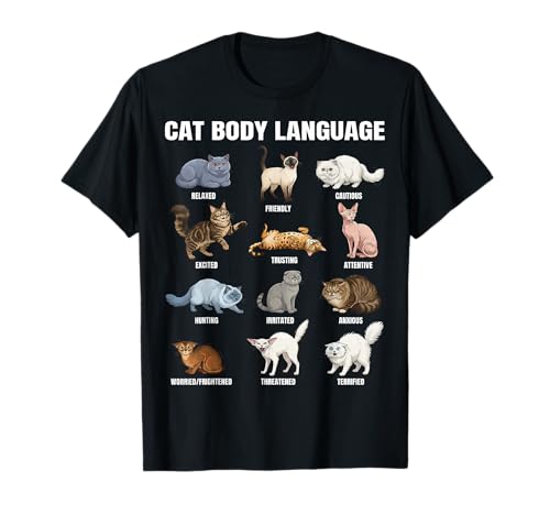Educational Science Ideas - Tableau du langage corporel des Chats pour Enfants – Chats éducatifs Mignons T-Shirt