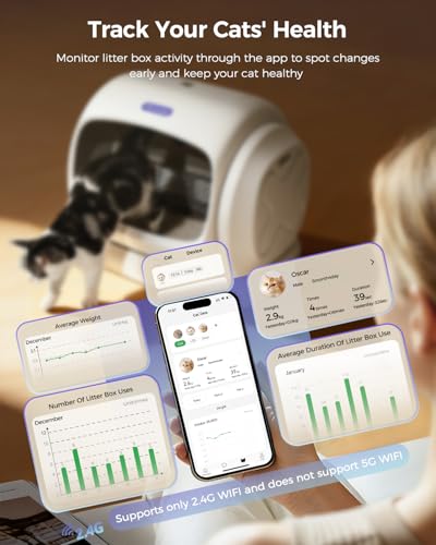 Self Cleaning Cat Litter Box Automatic Cleaning, XXXL Extra Large Electric Auto Litter Box for Multiple Cats, Smart Auto Litter Box Tray with Anti-Pinch, APP Control, Odor-Free, Includes Liners - Image 4
