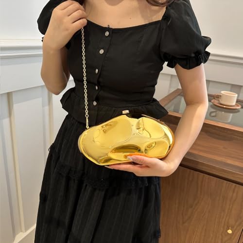 Image of Acrylic Clutch Purse for Women Formal Evening Bag Shell Shape Clutch Handbags with Chain for Party Wedding Prom