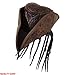 Distressed Brown Carribean Pirate Costume Tri-Corn Hat Adult with Dreadlocks