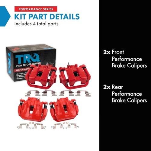 Image of TRQ Performance Front and Rear Brake Caliper Set Coated Brackets Compatible with 2003-2007 Nissan Murano