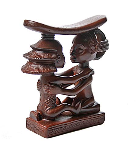 Parastone African Luba Couple Headrest, Brown Polyresin Tabletop Sculpture - Image 2