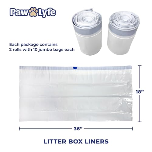 PawLyfe-Jumbo-Cat-Litter-Box-Liners-4MIL-Extra-Thick-Heavy-Duty-Drawstring-Kitty-Litter-Bags-Scratch-and-Tear-Resistant-XL-Cat-Pan-Liners-for-Easy-Litterbox-Cleanup-36-x-18-Box-of-20-Liners PawLyfe Jumbo Cat Litter Box Liners 4MIL Extra Thick Heavy Duty Drawstring Kitty Litter Bags Scratch and Tear Resistant XL Cat Pan Liners for Easy Litterbox Cleanup 36 x 18 Box of 20 Liners