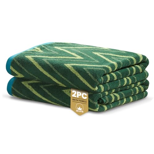 Rapport Home Helix Bath Towels 2-Pack | Moss Green | 70x120cm | 100% Cotton 500gsm | Oeko-Tex Made in Green & BCI Certified