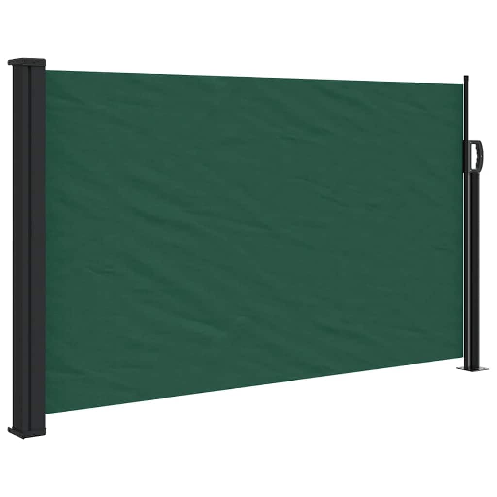 Seitenmarkise 117x300 cm, ausziehbarer Sichtschutz für Balkon & Terrasse, seitliche Trennwand für Garten, aus Polyester mit Stahl- und Aluminiumrahmen, Dunkelgrün
