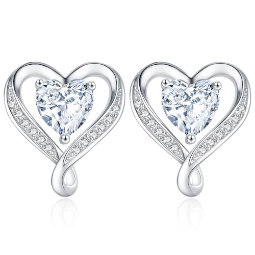 Moissanite Stud Earrings for Women, 0.6-3 Carat Moissanite Heart Earrings Studs, Anniversary Present for Women, Wife, Birthday Gift for Wife, Jewelry Gift for Girlfriend, Mom, Christmas Gifts
