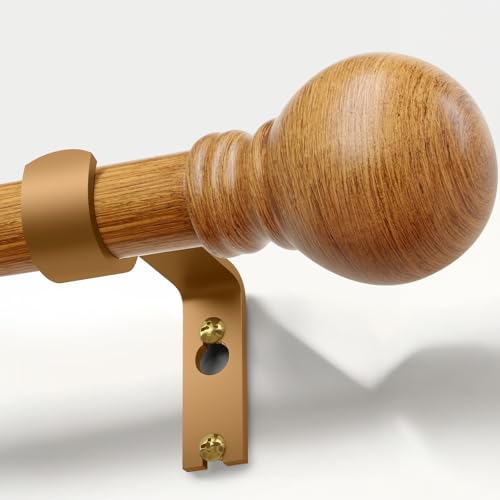 Boho Wood Curtain Rods for Windows 72 to 144 inch 1 Diameter Adjustable