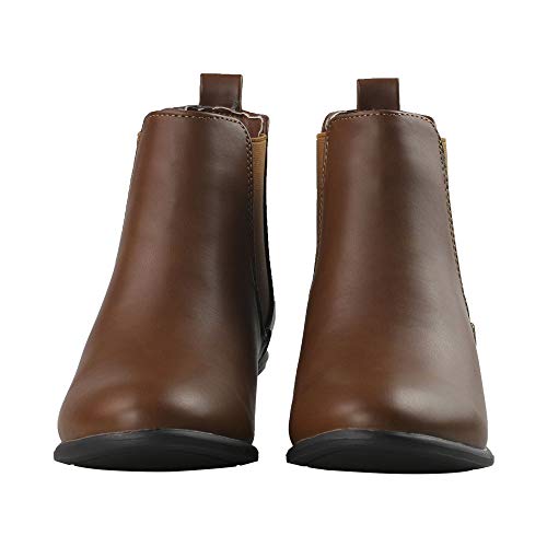 Women's Pull On Ankle Boots Ladies Low Chunky Heel Stylish Elastic Panel Riding Booties Slip On Shoes2