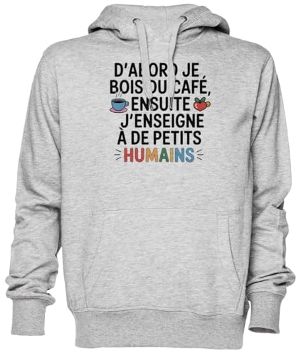 Sweat-shirt gris sweat à capuche unisexe homme femme vêtement enseignement