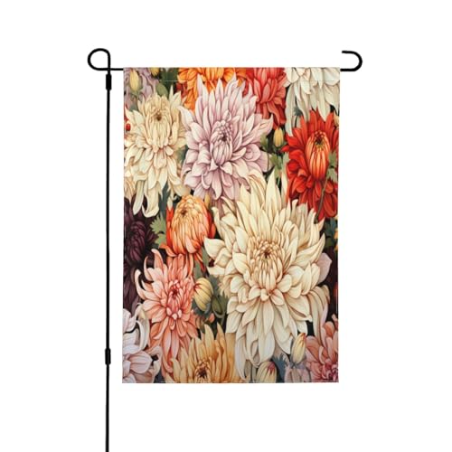 Bandiera decorativa a doppia faccia con crisantemi di vari colori – striscione da giardino, perfetta per decorazioni esterne e interne, disponibile in due misure