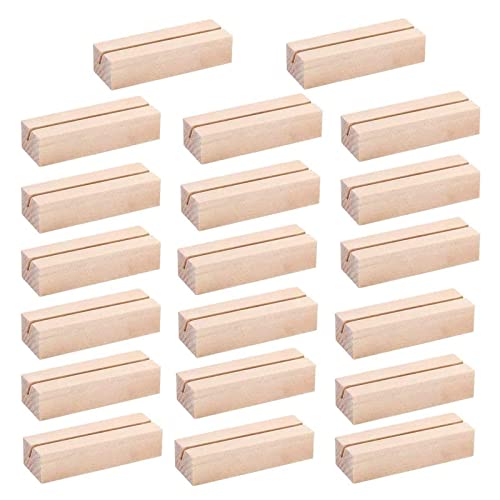 20 Piezas Soportes para Tarjetas de Madera, soporte para números de mesa de madera, soporte para fotos, Soportes Tarjetas Madera Rectangular para Visita Boda Banquete Celebración Fiesta