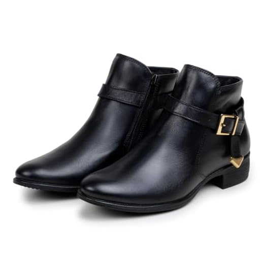 Bota Feminina Chelsea Botinha Cano Curto Com Detalhe 100% Couro Legítimo (Preto, BR, Adulto, Numérico, 39)