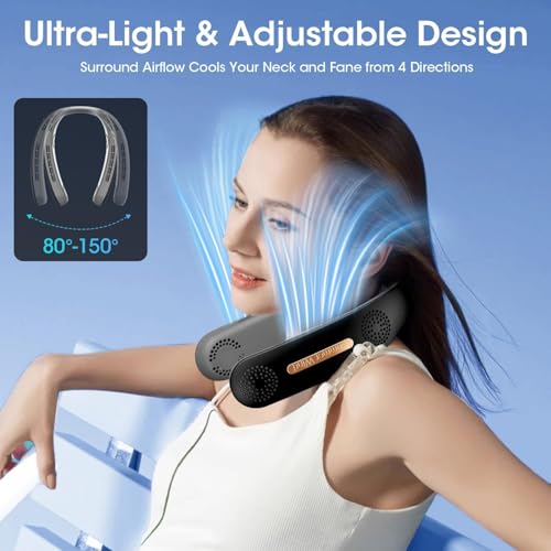 Image of Gaiatop Portable Neck Fan, 360 Cooling Hands-Free Bladeless Rechargeable USB Fan with 4 Motors & 3 Speeds, Ultra-Quiet Personal Cooling Fan for Indoor Outdoor Travel Office (Black)