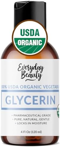 100% Organic Glycerin - For Skin & Hair - Food Grade - USDA Certified - Not From Palm Oil - Perfect Skin and Hair Moisturizer - 4 Fl Oz