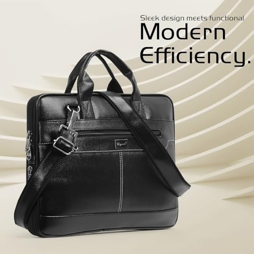 Image of Bagneeds 14 Inch Laptop Office Bag for Men & Women | Premium Synthetic Leather Business Briefcase | Padded Compartment | Adjustable Shoulder Strap