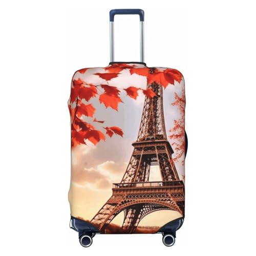 Paris Tower With Autumn Leaves Print Luggage Suitcase Covers Elastic Washable Luggage Protector Luggage Covers For Suitcase