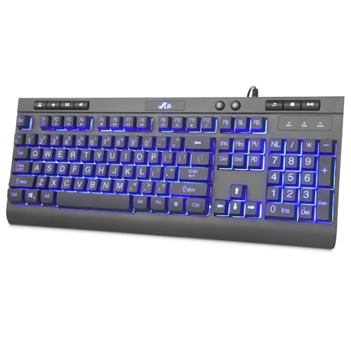 Rii RK900Pro Large Print Backlit Keyboard,Wired USB Full...