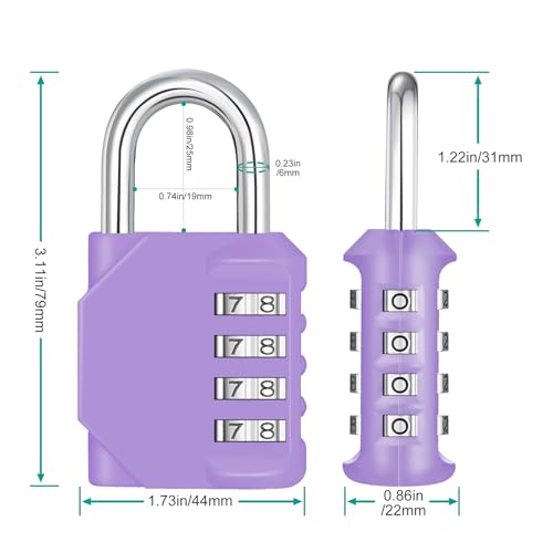 Image of ZHEGE Padlocks with Code, Combination Padlock for Gym Locker (Purple)