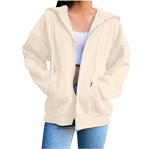 トップス vintage like sweat zip up tops SHAOBGE Fall Sweatshirts for Women Zip Up Hoodies Oversized