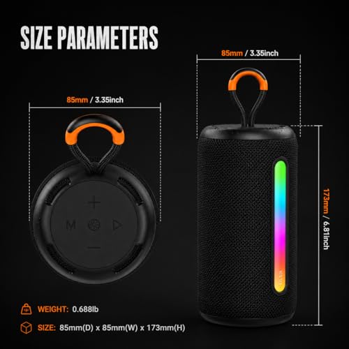 Image of AILKIN Portable Bluetooth Speakers Wireless | 12W Powerful Sound, 360 Surround Sound, Splash Proof Design, RGB Light & TWS Stereo Pairing | Mini Wireless Speaker for Home, Travel & Outdoor