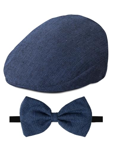Image of A&J DESIGN Baby Boy Driver Cap, Toddler 2pcs Newsboy Cap & Bow Tie （3 Months - 8 Years）