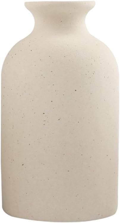 Beige Small Ceramic Vase, Dry Flower Vases Minimalism Style for Modern Table Shelf Home Decor, Fit for Fireplace Bedroom Kitchen Living Room Centerpieces Office Desk Best Decoration(S Beige)