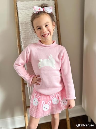 Mud Pie Girls Children's Pink Bunny Rollneck Sweater3