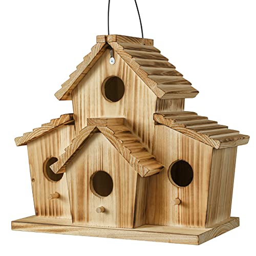 CLACKIBUKVYZ Bird House for Outside - Outdoor Birdhouse for Garden - Large Birdhouse Design for 4 Bird Families - Durable Hanging Birdhouses for Backyard, Patio, and Garden Decor