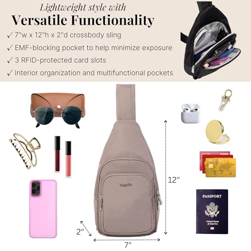 Baggallini Modern Sling Bag w/EMF Blocking Pouch - Lightweight 12"x7" Crossbody Sling Backpack w/RFID Protection by Baggallini - Used condition - Image 4