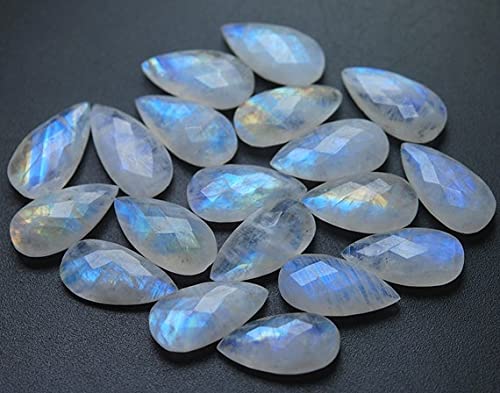 Pierre de lune arc-en-ciel bleue briolette haut de gamme pour création de bijoux