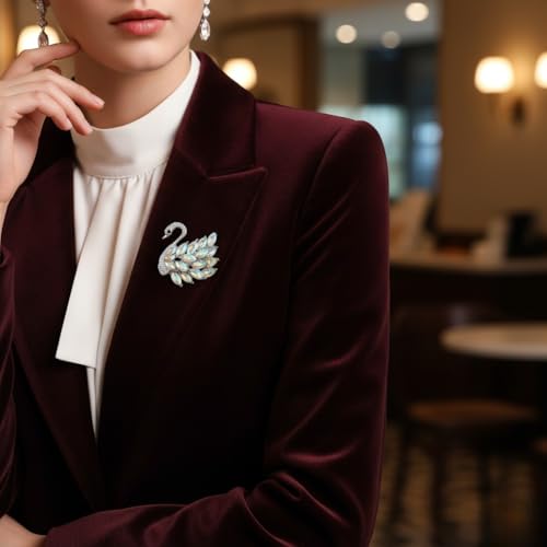 Image of Mahi Sparkling Studed Crystals Swan-Shaped Brooch Clothing Accessories for Women (PABP1101151PR)