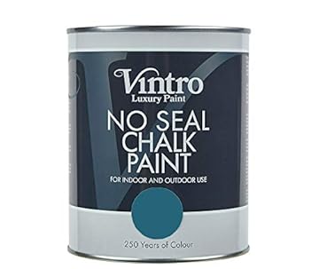 Vintro | No Seal Chalk Paint | Blue | Interior & Exterior Use | Furniture | Walls | Wood | Metal | 1 Litre (French Navy)