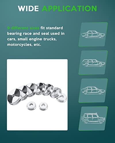 SCITOO 10Pcs Aluminum Bearing Race and Seal Bushing Driver Install Set 9 Discs Collar Axle Housing Tool Kit for Automotive Wheel Bearings