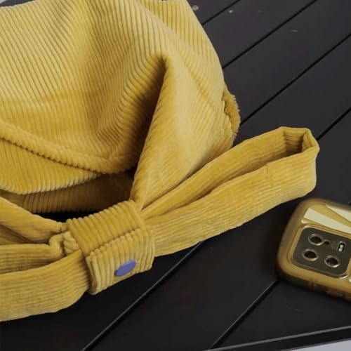 Corduroy Tote Bag Bow Yellow Corduroy Shoulder Tote Bag Alt Casual Soft Handbag With Adjustable Strap for Women Everyday4