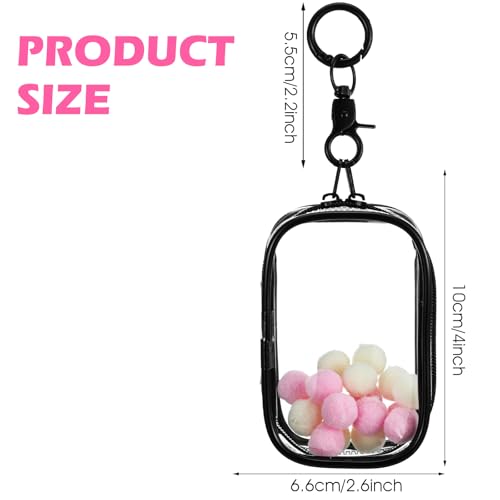 Image of Clear Figure Display Bag with Keychain, Portable Doll Storage Bag Blind Box Display Case Bags Waterproof Carrying Pouch Keychain for Mini Figure /Doll Collectors