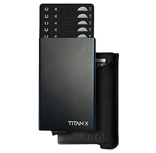 TITAN X Cartera Hybrid Edition - Tarjetero Minimalista - Elegante - Seguro Bloqueo RFID - Cartera Moderna - Calidad - Ligera - Cómoda - Compacta - Versátil - 3 en 1 - Piel Natural (Negro) Cover