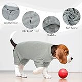 Hundepyjama dünn, Leichter Hunde Body, Unterzieh-Overall für Zuhause, Hunde Overall Sommer, atmungsaktiv Hundeoverall Fellschutz, Vierbeiner Schlaf- & Hausanzug, Grau L