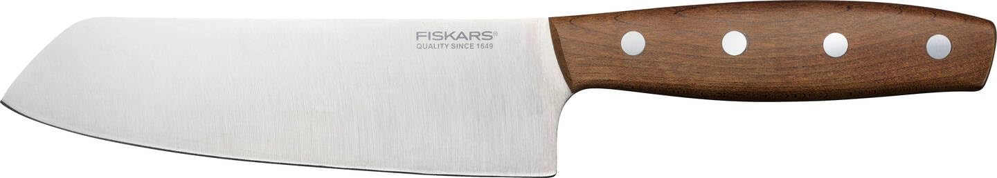Fiskars Folken Santoku knife 16cm FSC​ | Niemieckie ostrze ze stali nierdzewnej, uchwyt z drewna klonowego z certyfikatem FSC, 1075694