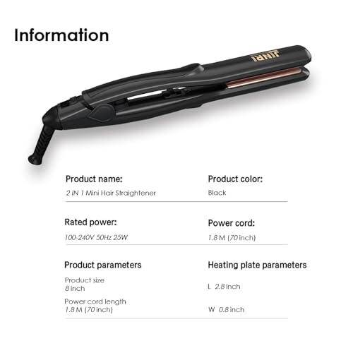 JINRI 0.8 Inch Hair Straightener Titanium Plate Medium-Sized Flat Iron,Perfect Travel Size Hair Straightener Dual Voltage — view 5