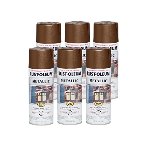 Image of Rust-Oleum 286525-6PK Stops Rust Metallic Spray Paint, 11 oz, Dark Copper, 6 Pack